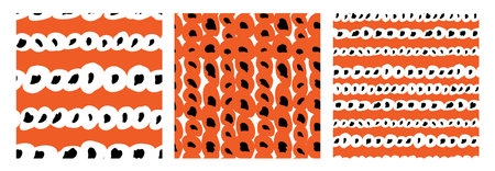A set of seamless patterns of circles and spots. Abstract design for fabric, paper, packaging,...