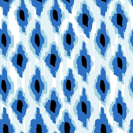 Seamless oriental Uzbek IKAT pattern. Abstract design for fabric, paper, packaging, clothingのイラスト素材
