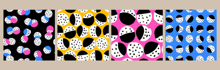 A set of seamless patterns of circles and spots. Abstract design for fabric, paper, packaging,...