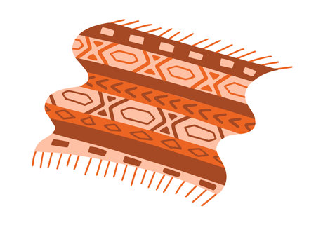 blankets and tablecloths for a picnic. carpets and towels made of fabric for the bedroomのイラスト素材