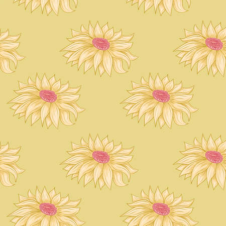 Gerbera daisy floral seamless patternのイラスト素材