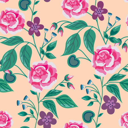 Vintage rose floral pink seamless patternのイラスト素材