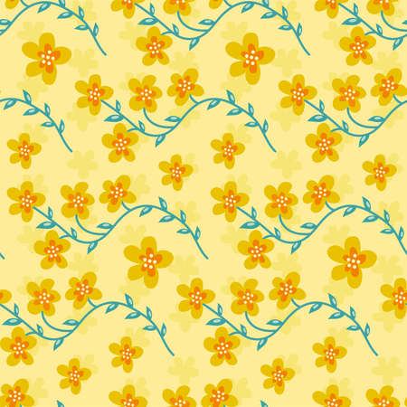 Vintage rose floral yellow seamless patternのイラスト素材