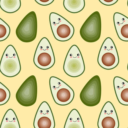 Cute avocado love seamless patternのイラスト素材