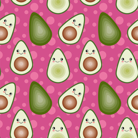 Cute avocado love seamless patternのイラスト素材