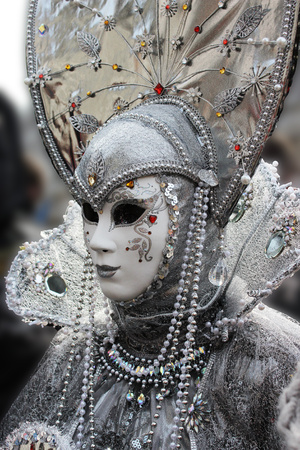 Venice Carnival Mask Silver Womanの写真素材