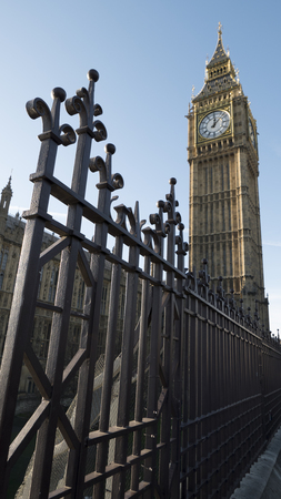 The fence in front of Big Ben and the Houses Of Parliament in London.