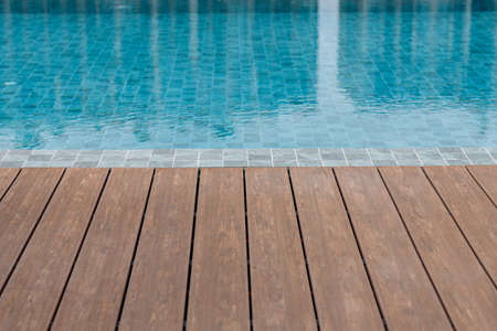 Swimming Pool Wood Floor Terrace. 