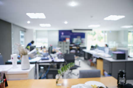 Abstract Blurred of office interior background. Out of focused of office interior photo.の写真素材