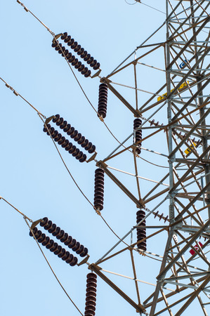 close-up High-voltage lines.の写真素材