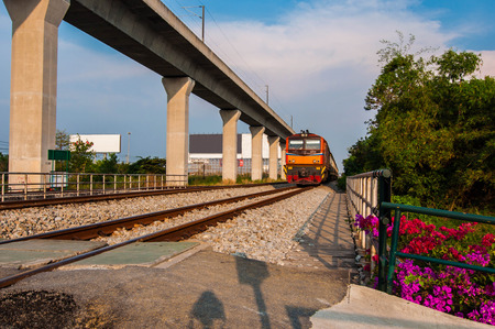 train, Airport Link (City Line) at bangkok thailand.のeditorial素材