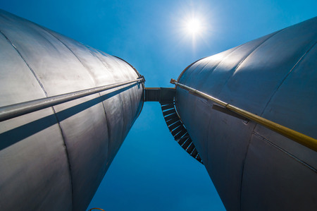 Under view Oil Tank Factory plant.の写真素材