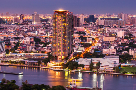 Landscape twilight view at the top view of Bangkok