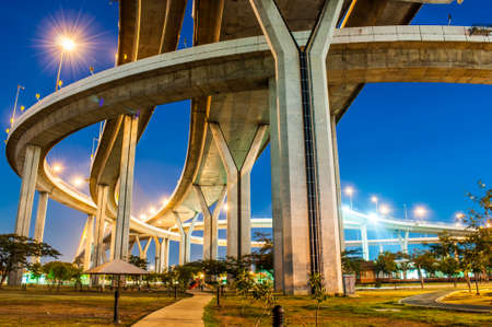 Twilight under view Bhumibol highway Bridgeの写真素材