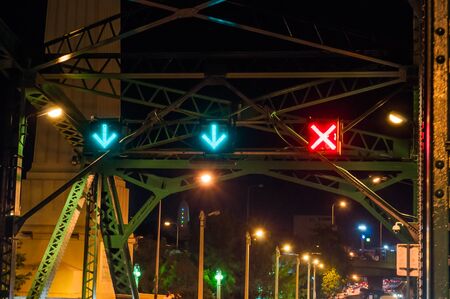 traffic symbols on the  Phra Phuttha Yodfa Bridge, Memorial Bridge