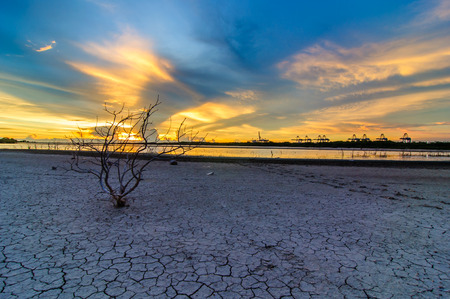 Sunset view at Laemchabang Port,Thailand.の写真素材