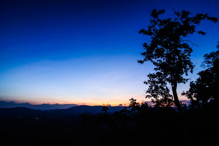 Light of sunset with mountains at Wang Nam Kheawの写真素材