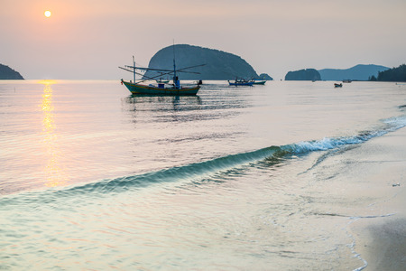 Waves sea with morning light