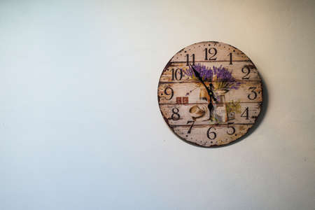 Round clock on wallの写真素材