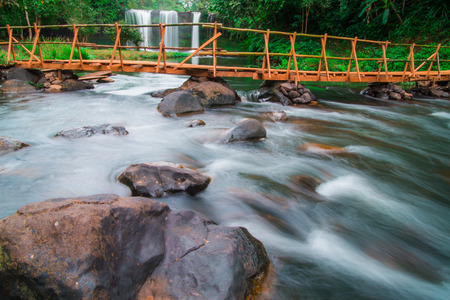 champeecave Waterfall in tropical country, Laosの写真素材