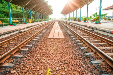 Rail track way transport in thailandの写真素材