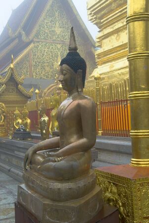 Bronze Buddha statue at Doi Suthep temple in Chiang Mai,Thailandの写真素材