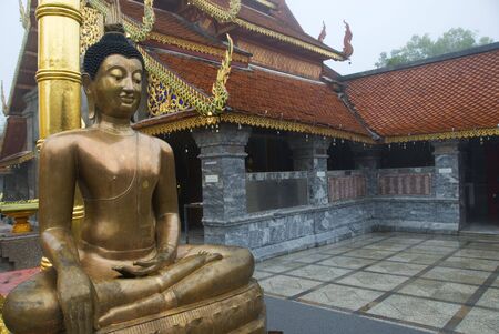Bronze Buddha statue at Doi Suthep temple in Chiang Mai,Thailandの写真素材