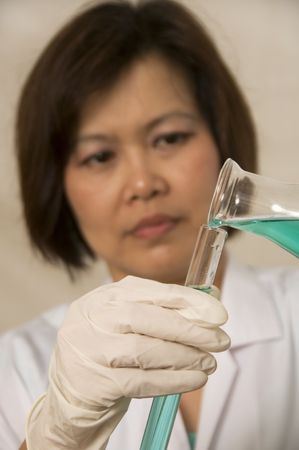 Asian woman working in a medical labの写真素材