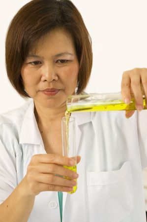Asian woman working in a medical labの写真素材