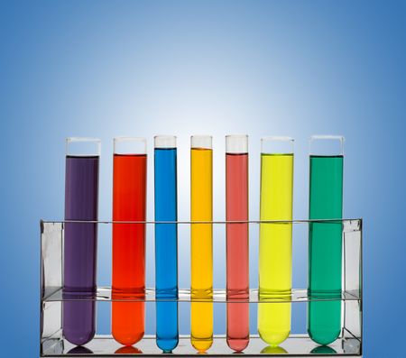 Laboratory test tubes with liquidsの写真素材