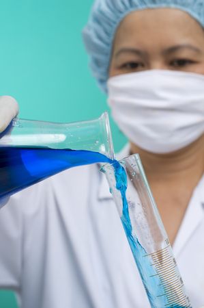 Asian woman working in a science labの写真素材