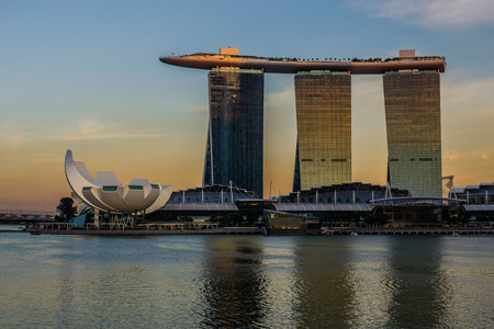 Sunset at Marina Bay Sands Hotelのeditorial素材