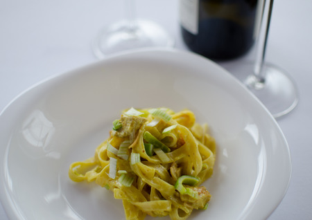 just simple pasta with garlicの写真素材