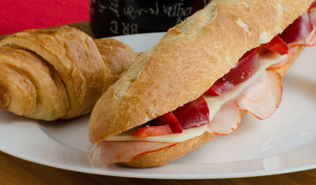 Home made baquette with cup of coffeeの写真素材