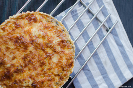 French quiche with pork, chicken, cheese and creameの写真素材