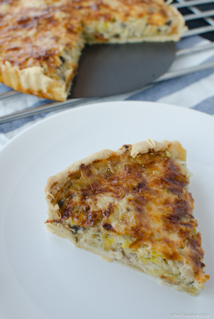 French quiche with pork, chicken, cheese and creameの写真素材