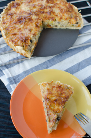 French quiche with pork, chicken, cheese and creameの写真素材