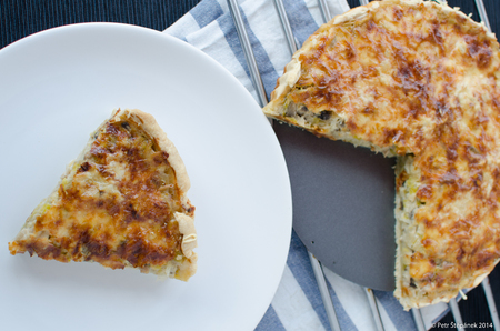 French quiche with pork, chicken, cheese and creameの写真素材