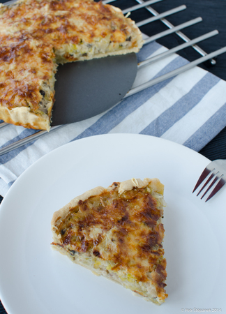 French quiche with pork, chicken, cheese and creameの写真素材