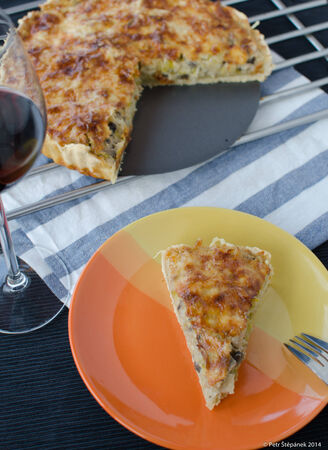 French quiche with pork, chicken, cheese and creameの写真素材