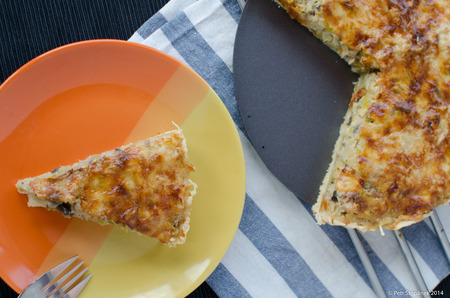 French quiche with pork, chicken, cheese and creameの写真素材