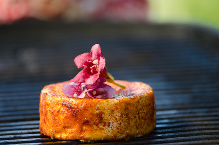 Grilled cheese with flowerの写真素材