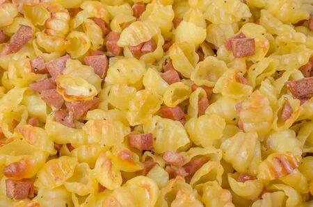 Paked pasta with ham and eggs