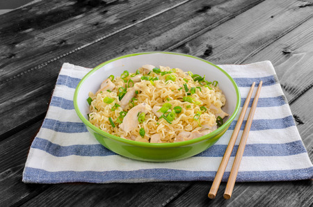 Chinese noodles, fast but delicious food with chopsticksの写真素材