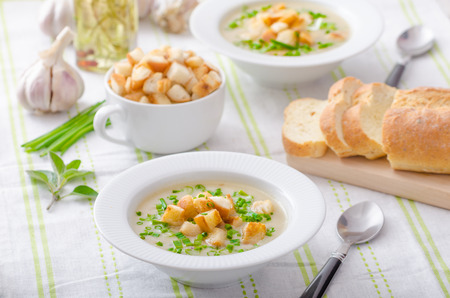 Garlic soup - bio garlic, red onion, all natural ingredients, eat cleanの写真素材