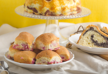 Poppy seeds cake stuffed buns, homemade like from grandmaの写真素材
