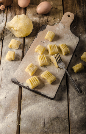 Production of homemade potato gnocchiの写真素材