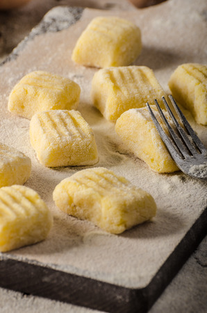 Production of homemade potato gnocchiの写真素材