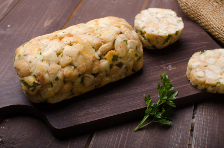 Chicken on cream, chunks of chicken and homemade dumplingsの写真素材