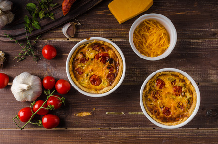 Mini quiche with sausage and cheddar cheese, tasty and delicious!